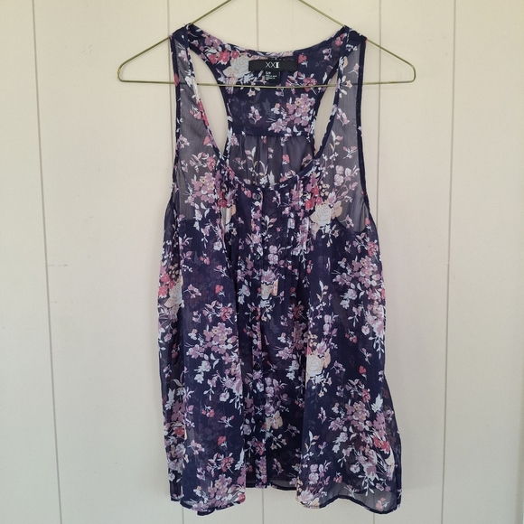 Forever 21 Tops - Forever 21 Sheer Sleeveless Blouse Size Small Floral Fairycore Festival Top